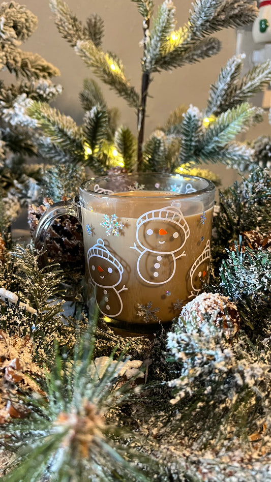 Cute snowman glass mug
