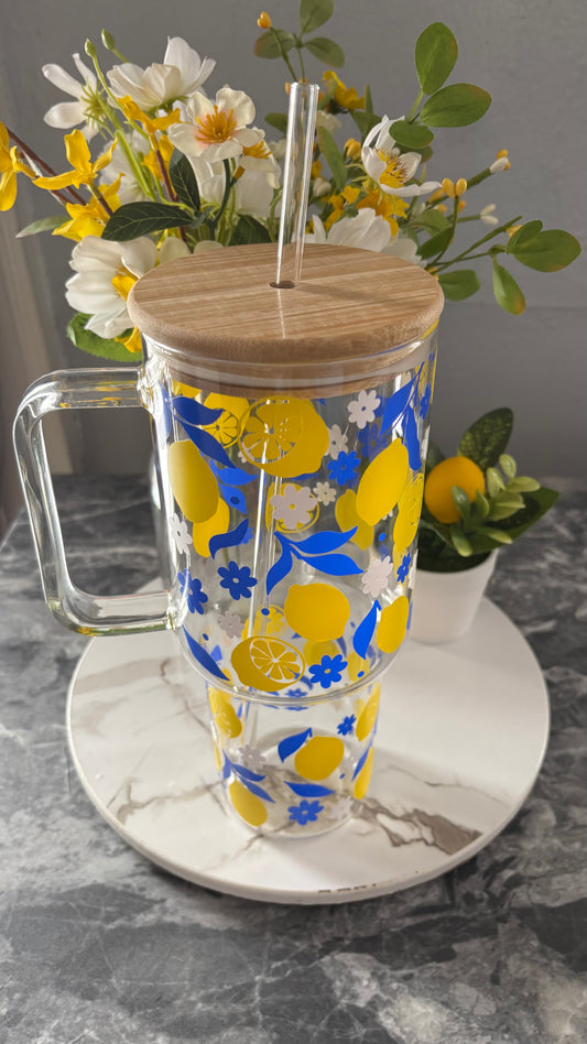 Summer lemons glass tumbler