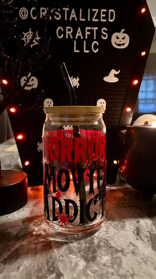 Horror movie addict glass cup