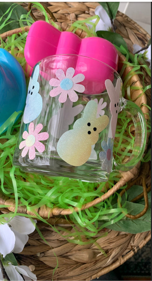 Peep bunnies glass mug