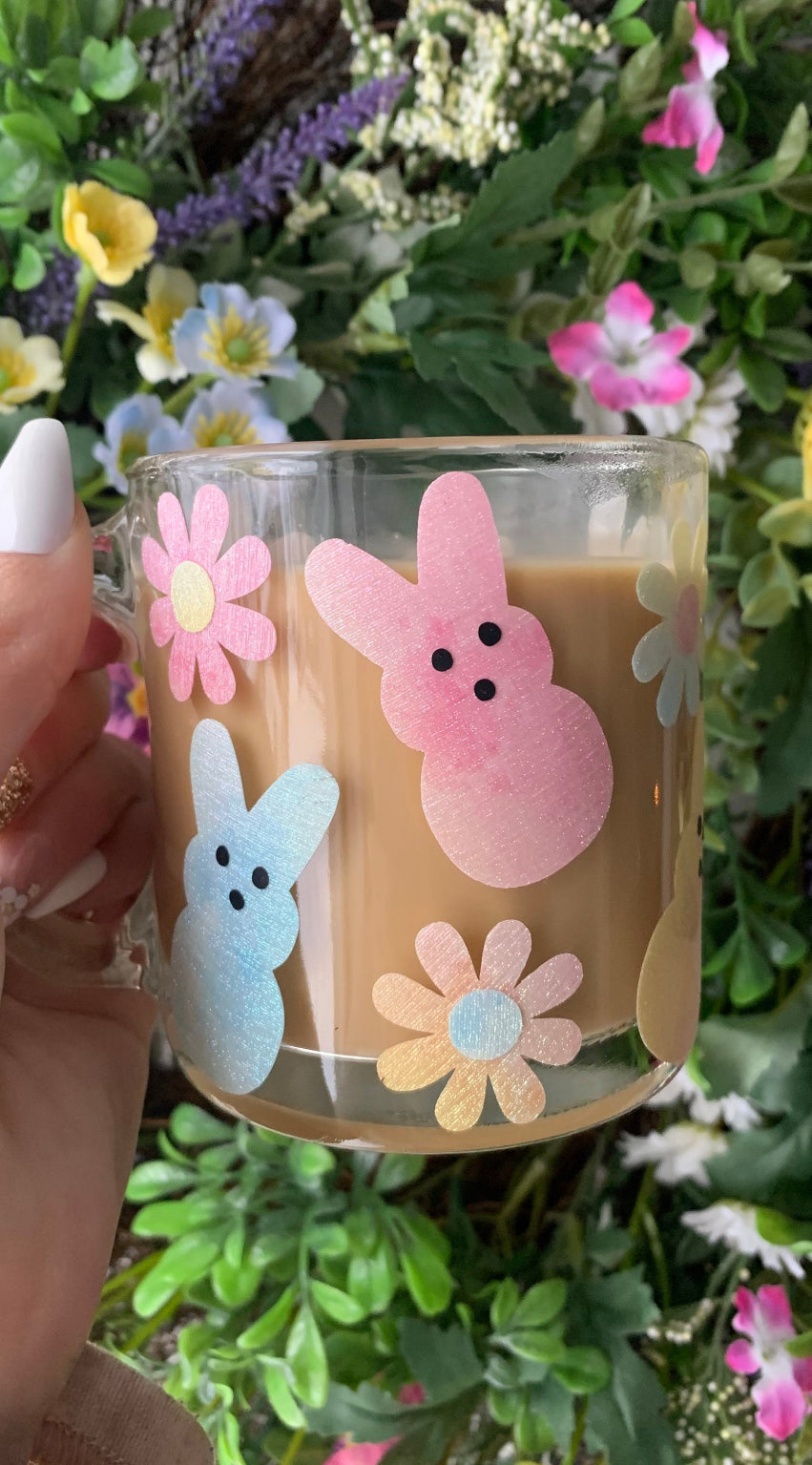 Peep bunnies glass mug
