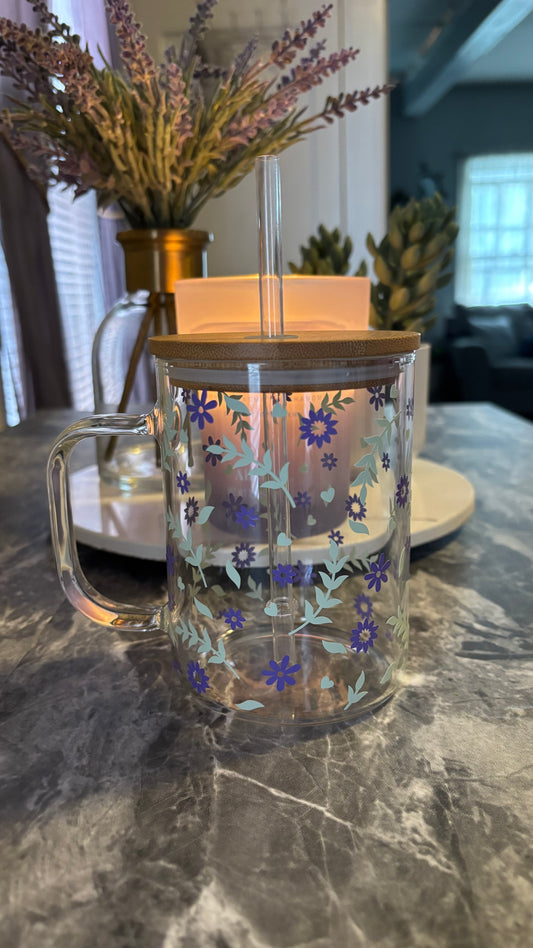 Purple spring flowers mug