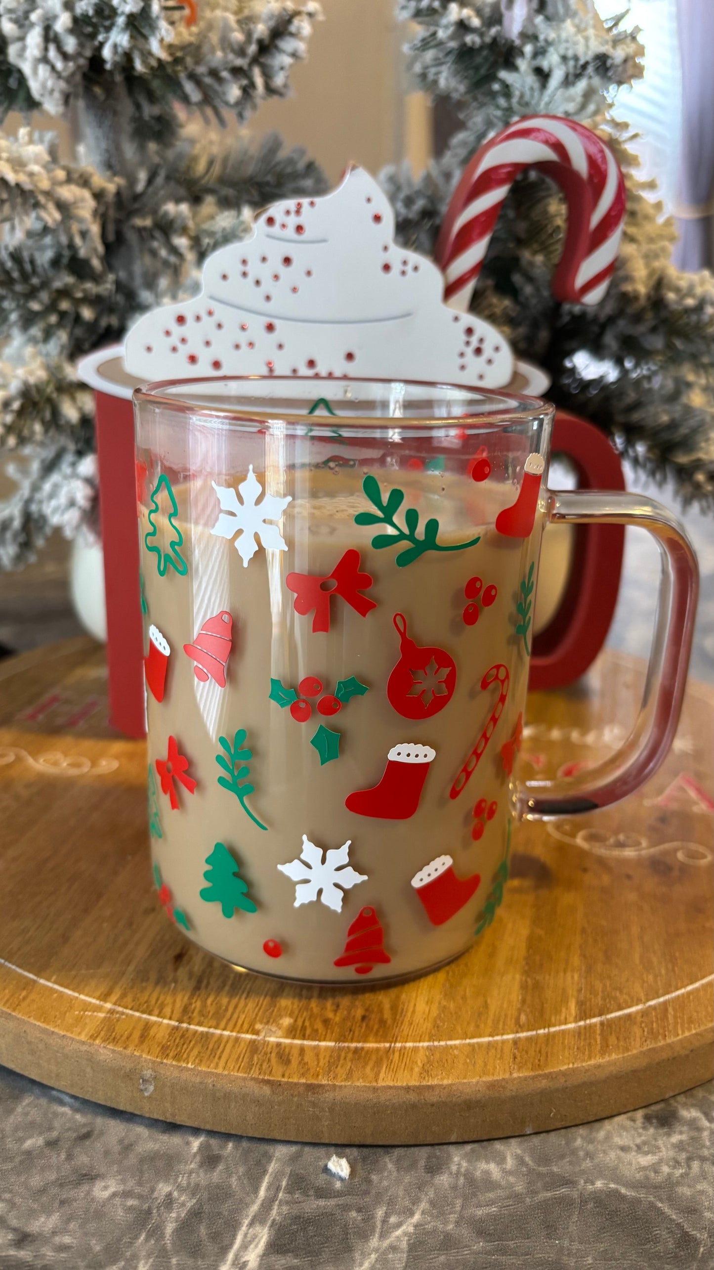 Christmas holiday glass mug