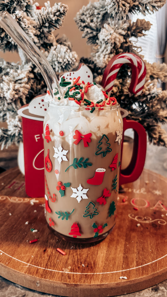 Christmas holiday glass cup