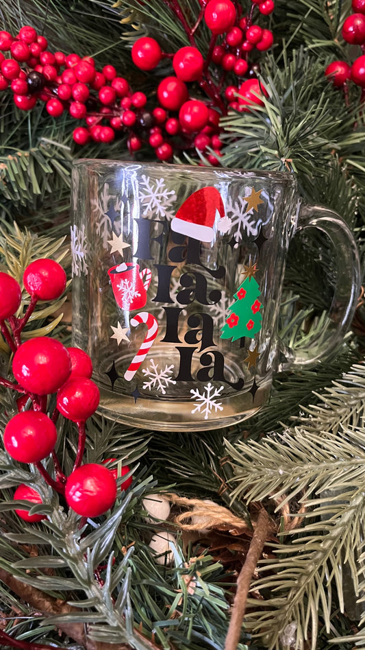 Fa la la la glass mug