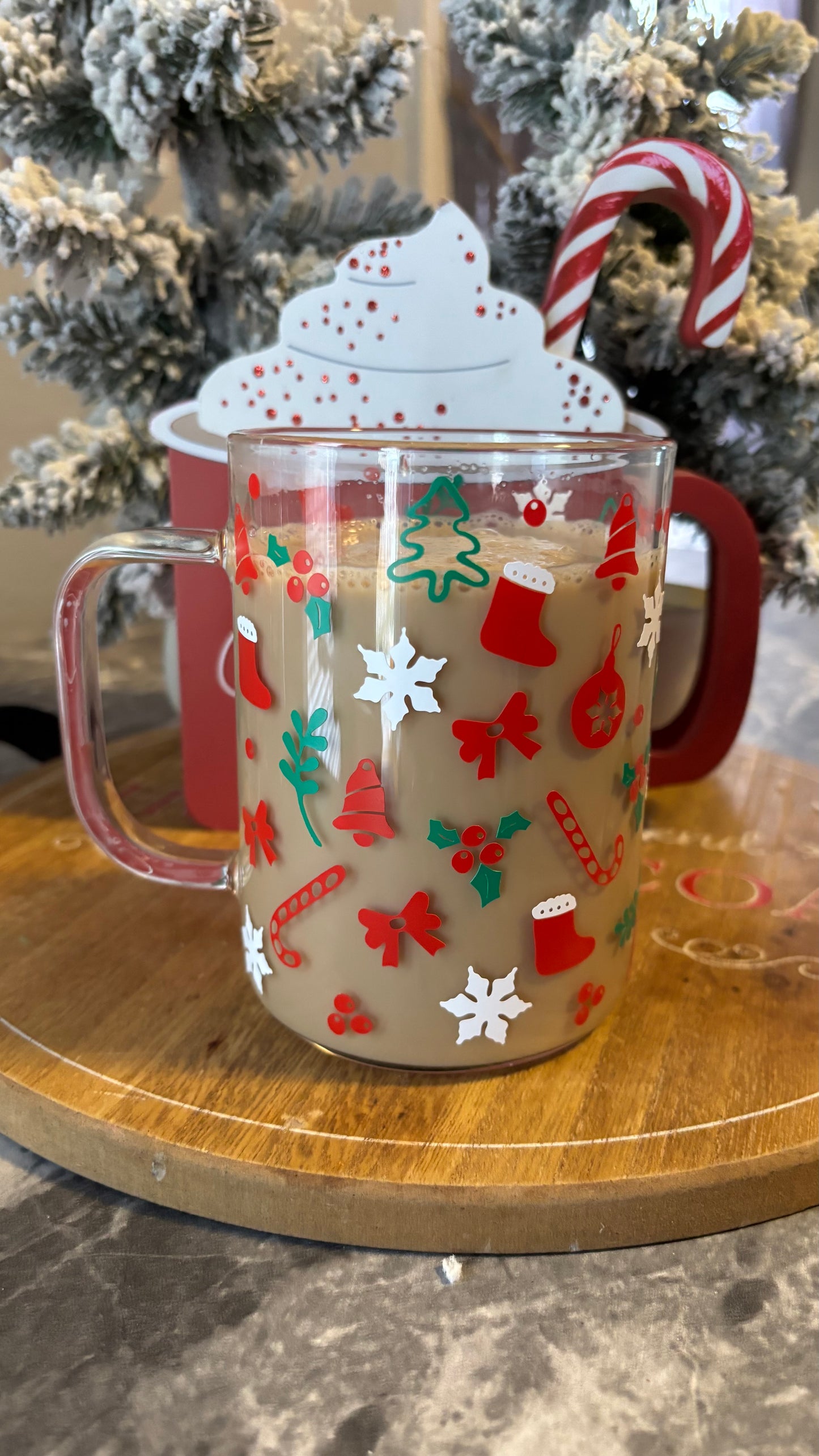 Christmas holiday glass mug
