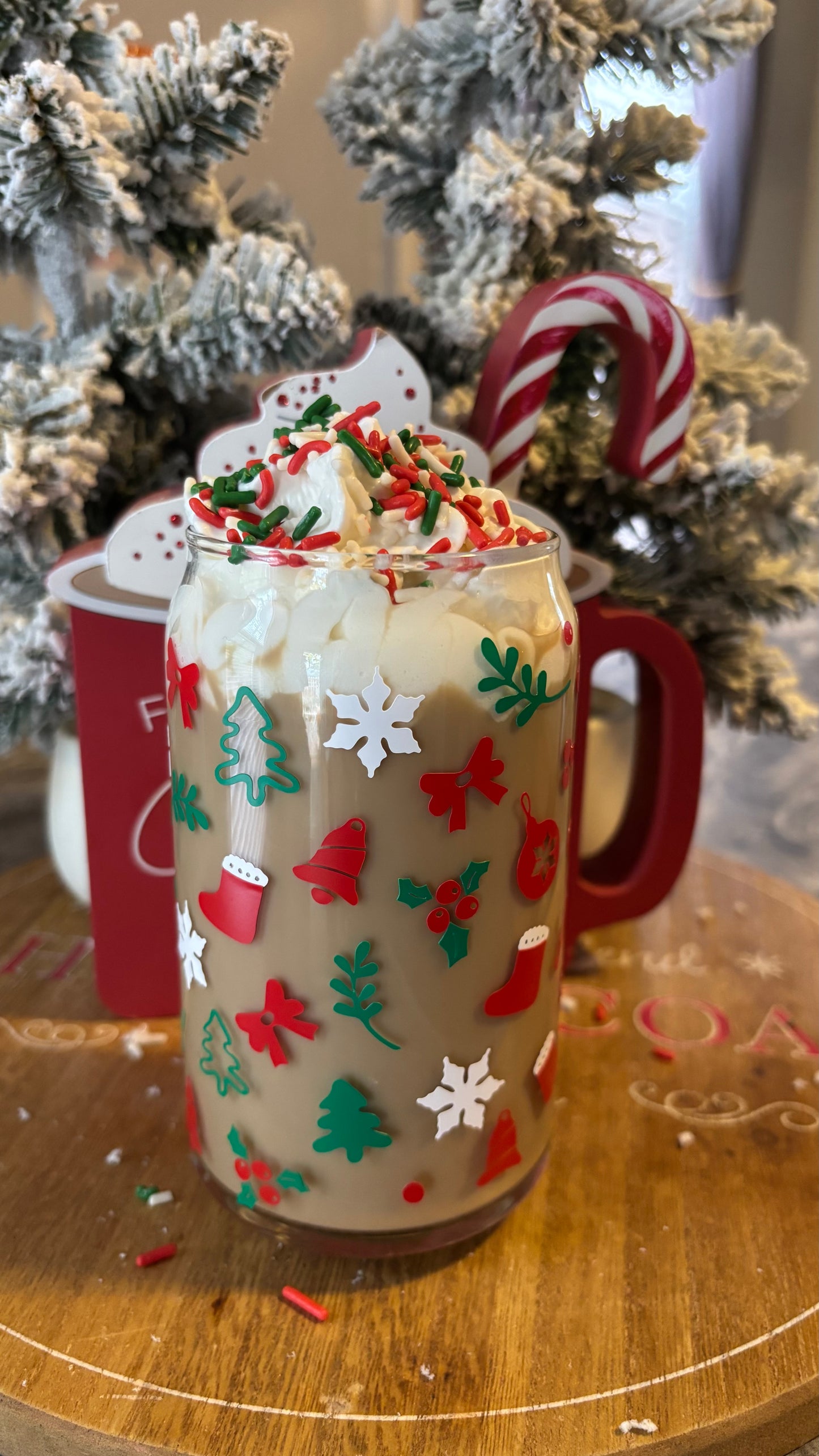 Christmas holiday glass cup