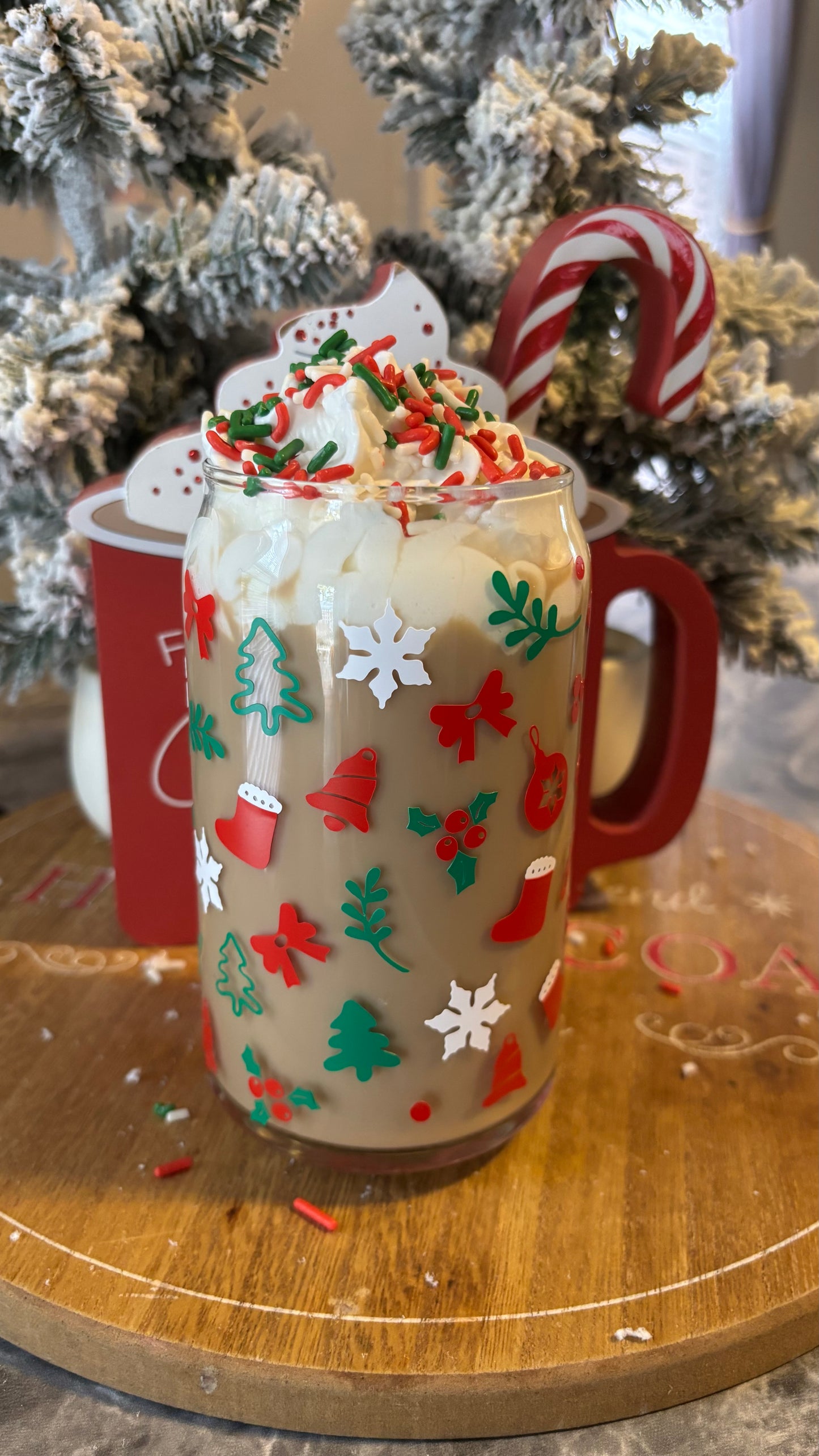 Christmas holiday glass cup
