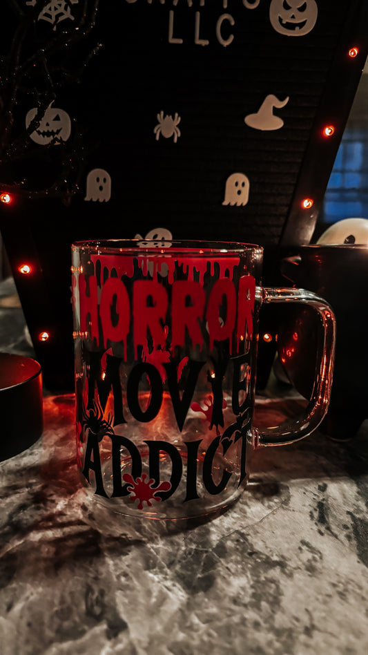 Horror movie addict glass mug