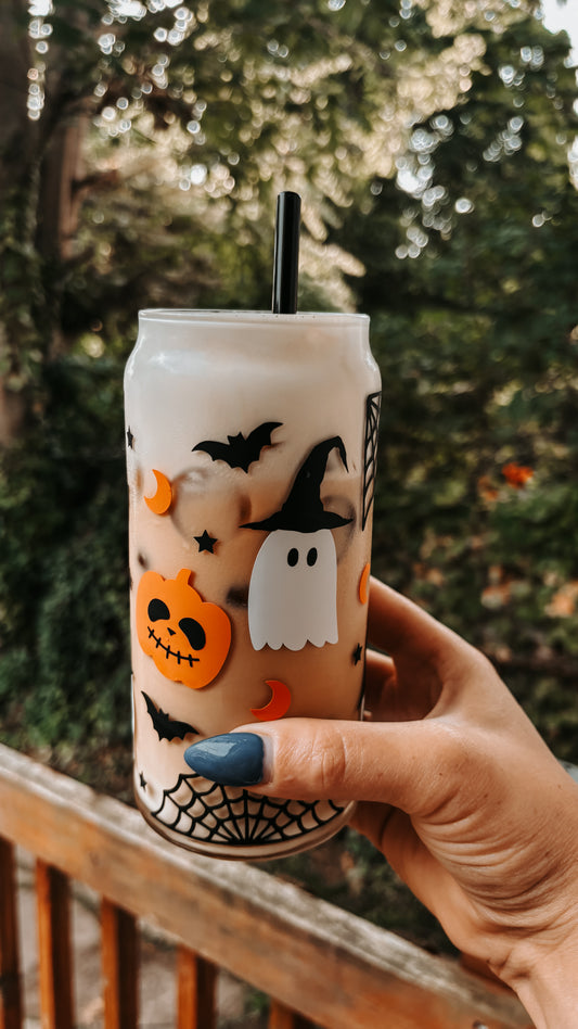 Spooky but cute glass cup