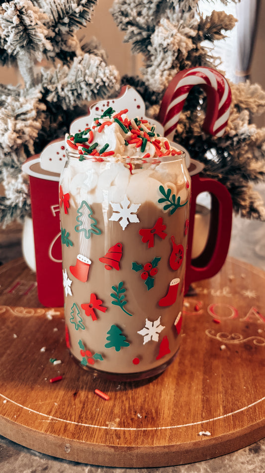 Christmas holiday glass cup