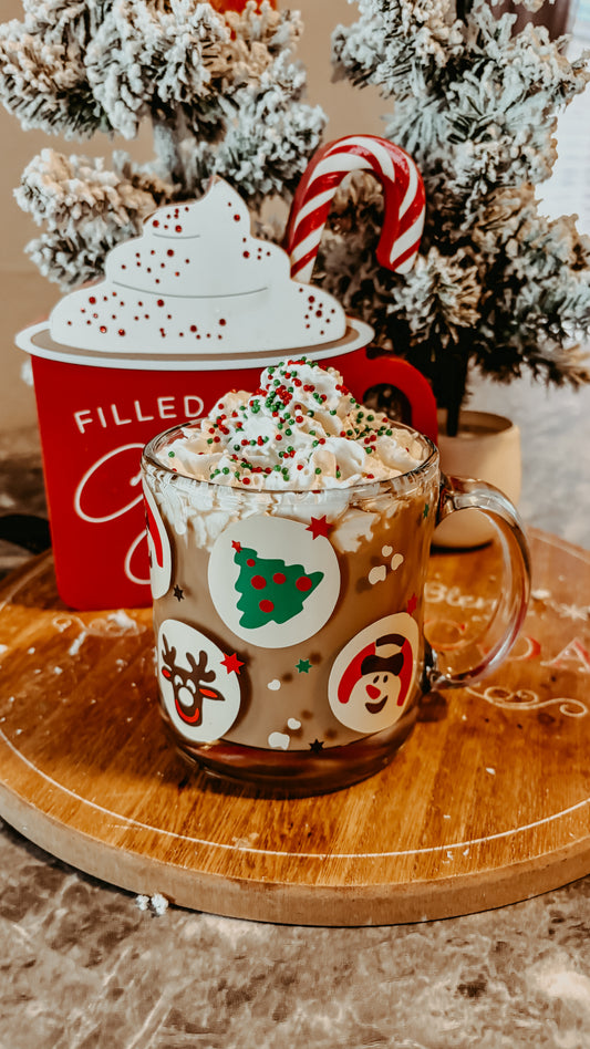 Christmas sugar cookies glass mug