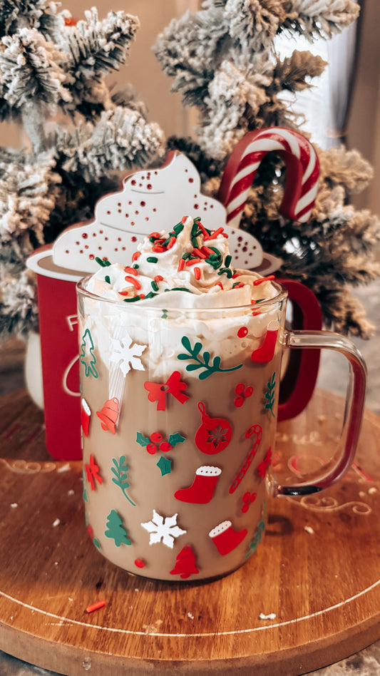 Christmas holiday glass mug