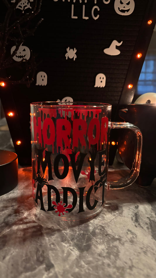 Horror movie addict glass mug
