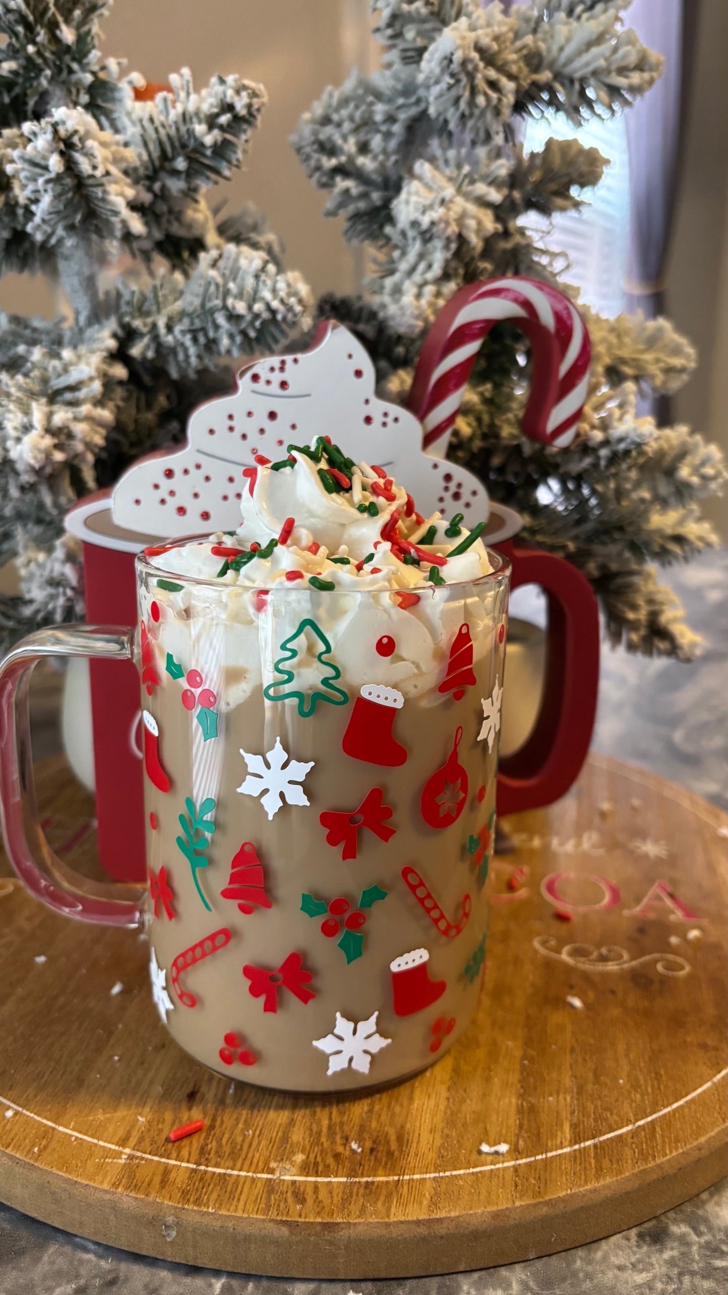 Christmas holiday glass mug