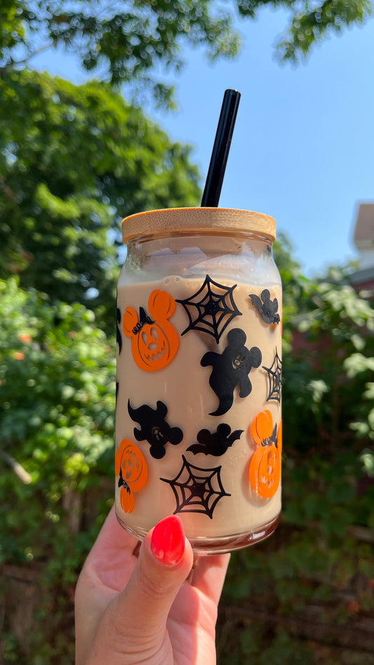 Mickey Halloween pumpkin glass
