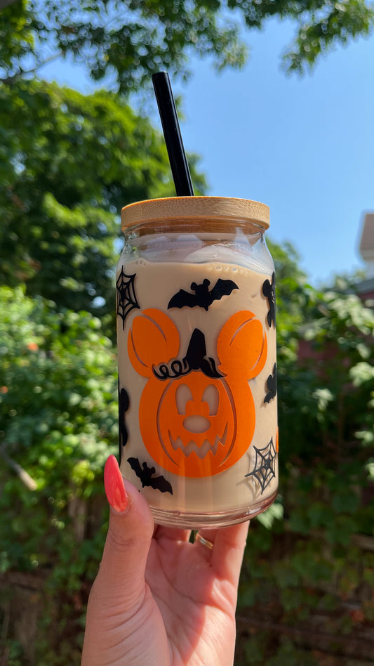 Mickey Halloween pumpkin glass