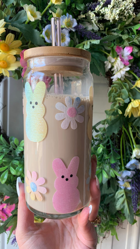 Peep bunnies glass cup