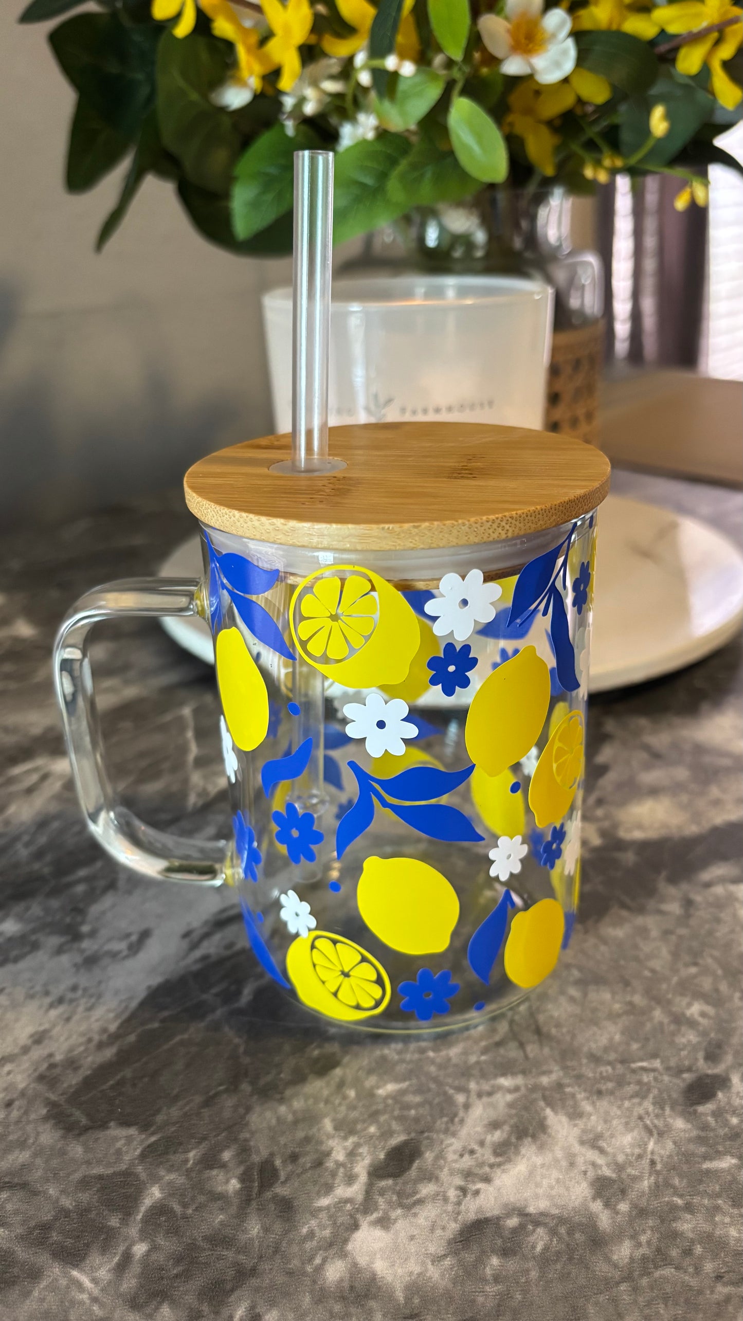 Summer lemons glass mug