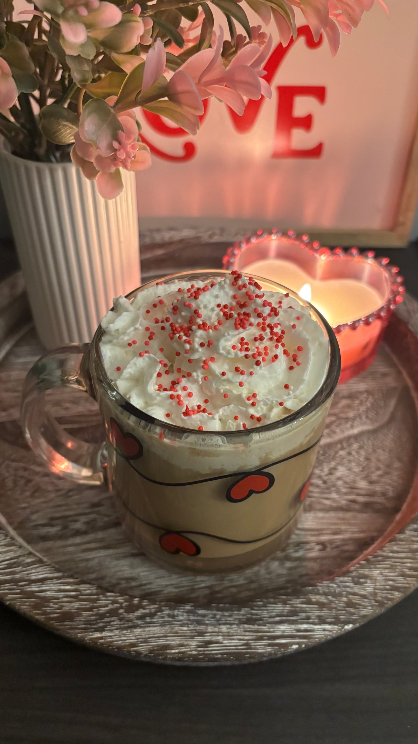 String hearts mug