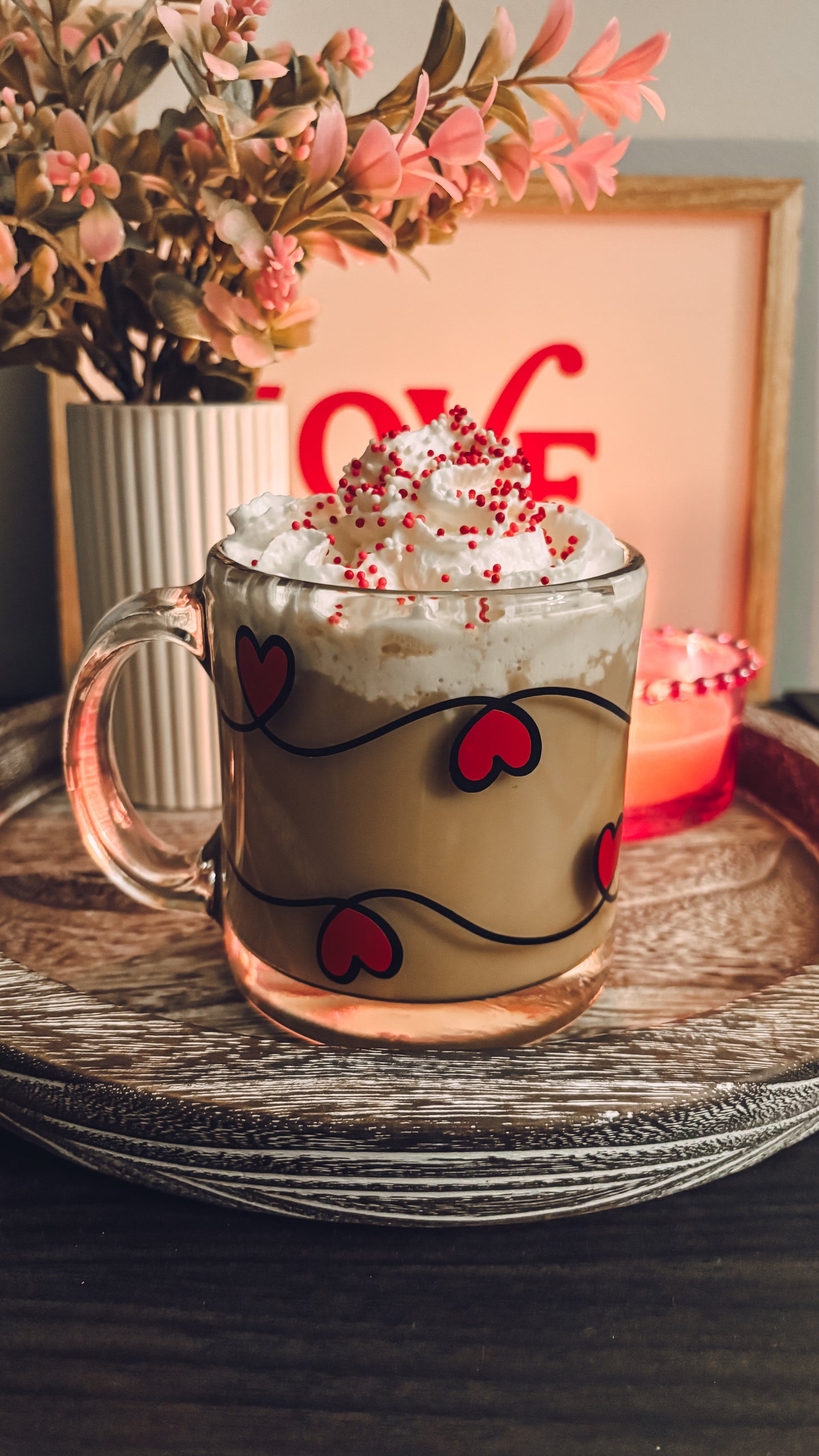 String hearts mug