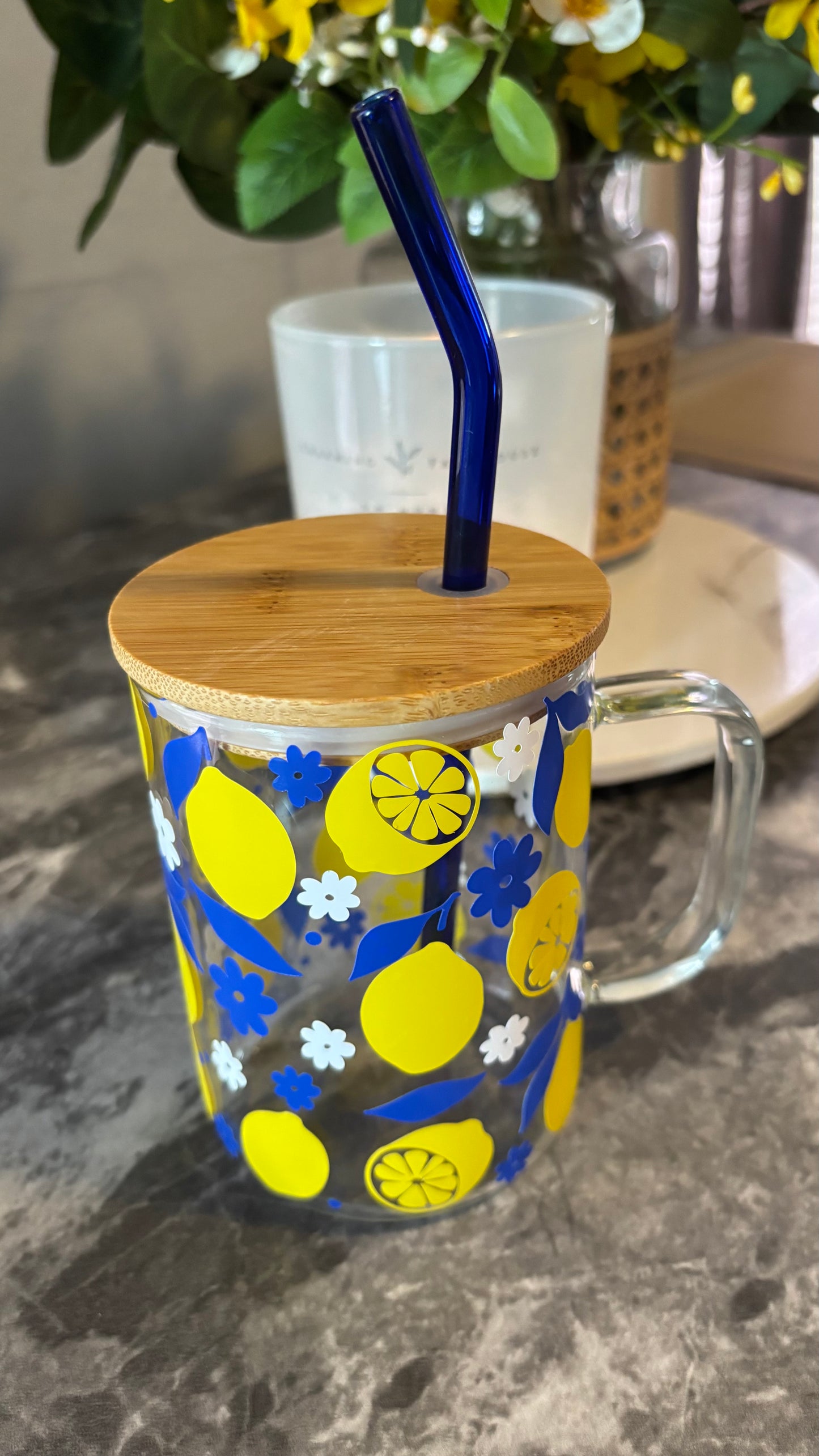 Summer lemons glass mug