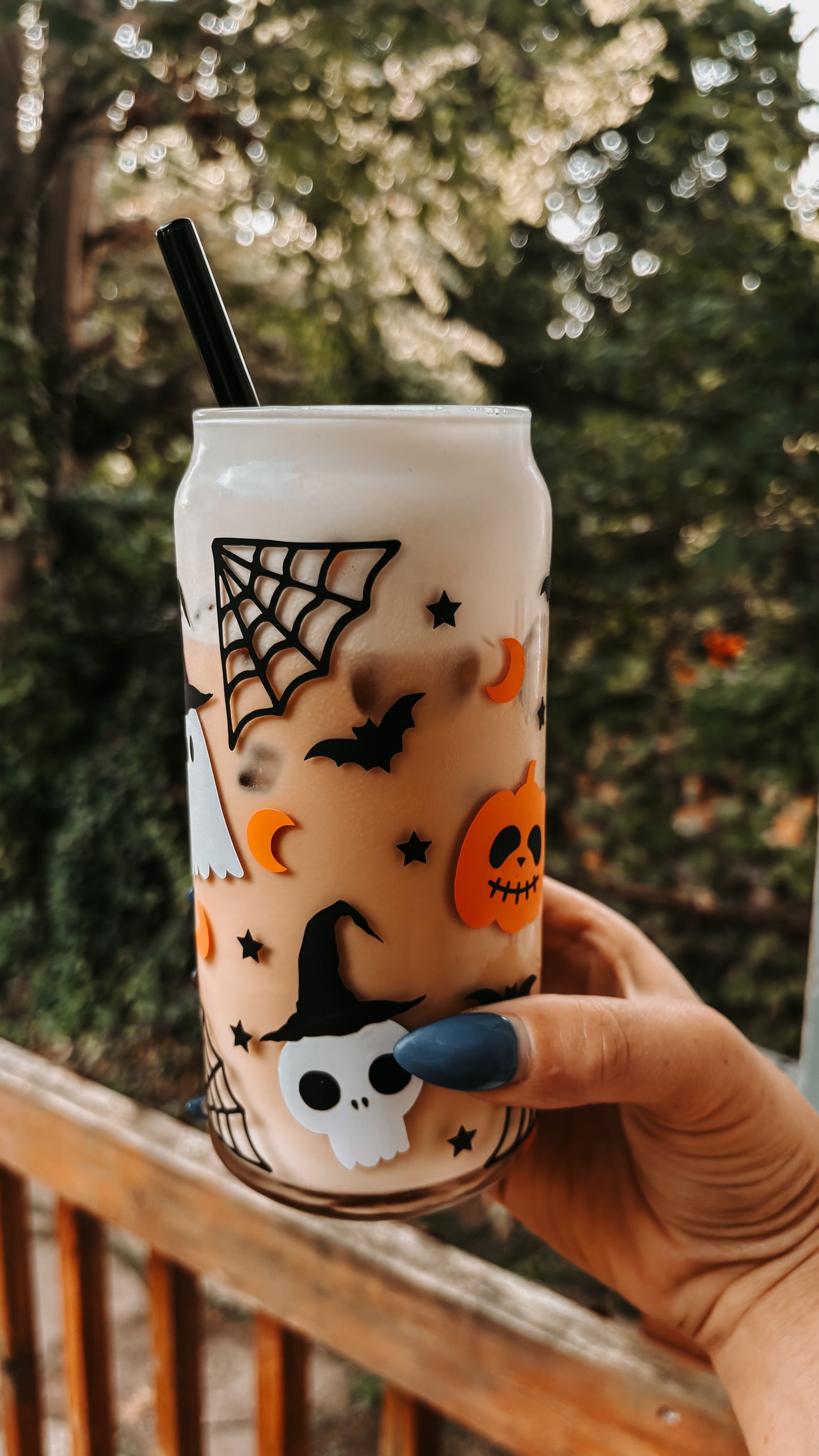 Spooky but cute glass cup