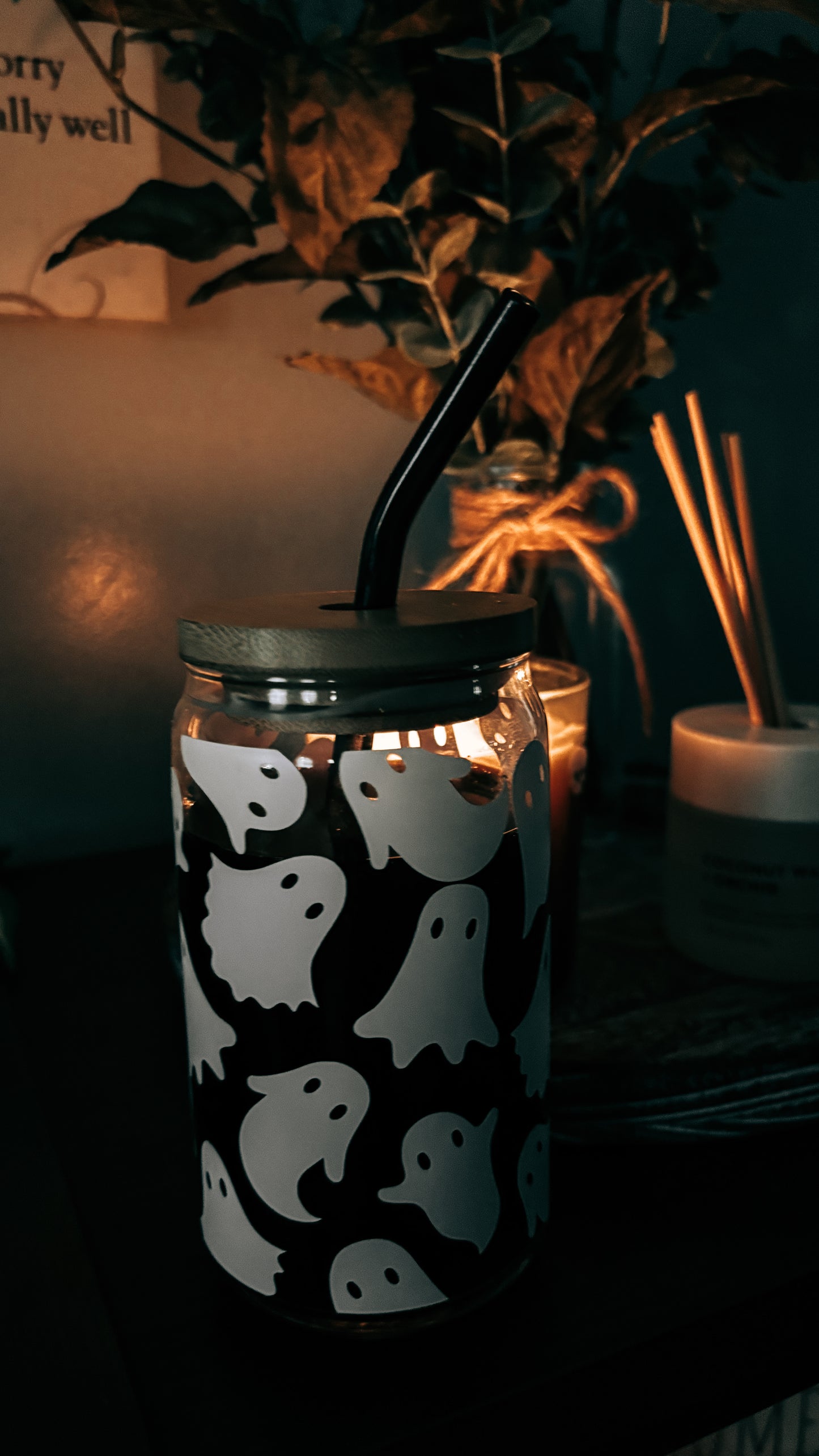 Spooky ghost glass cup
