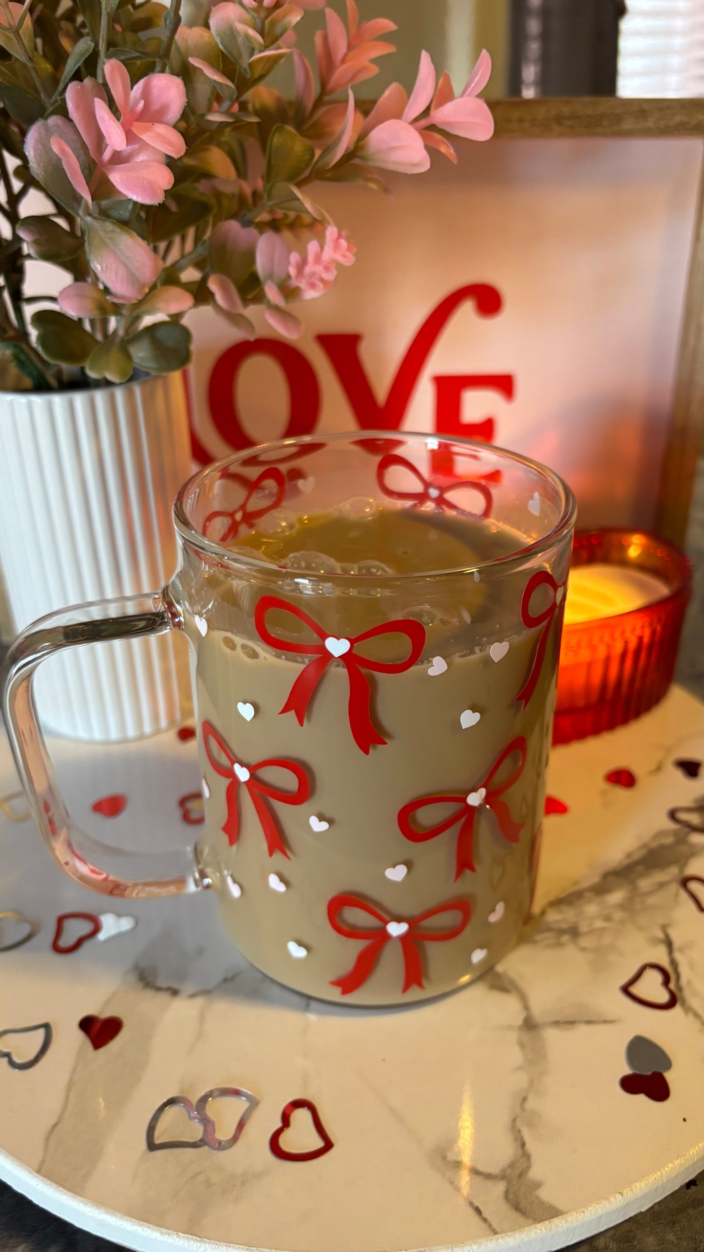 Valentines coquette bows and hearts mug