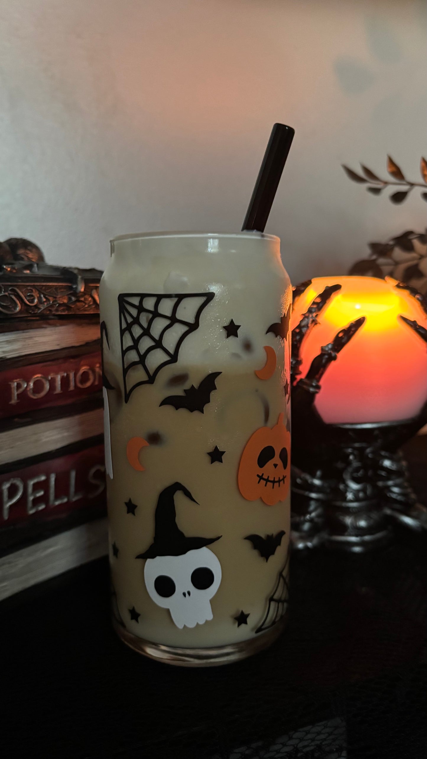 Spooky but cute glass cup