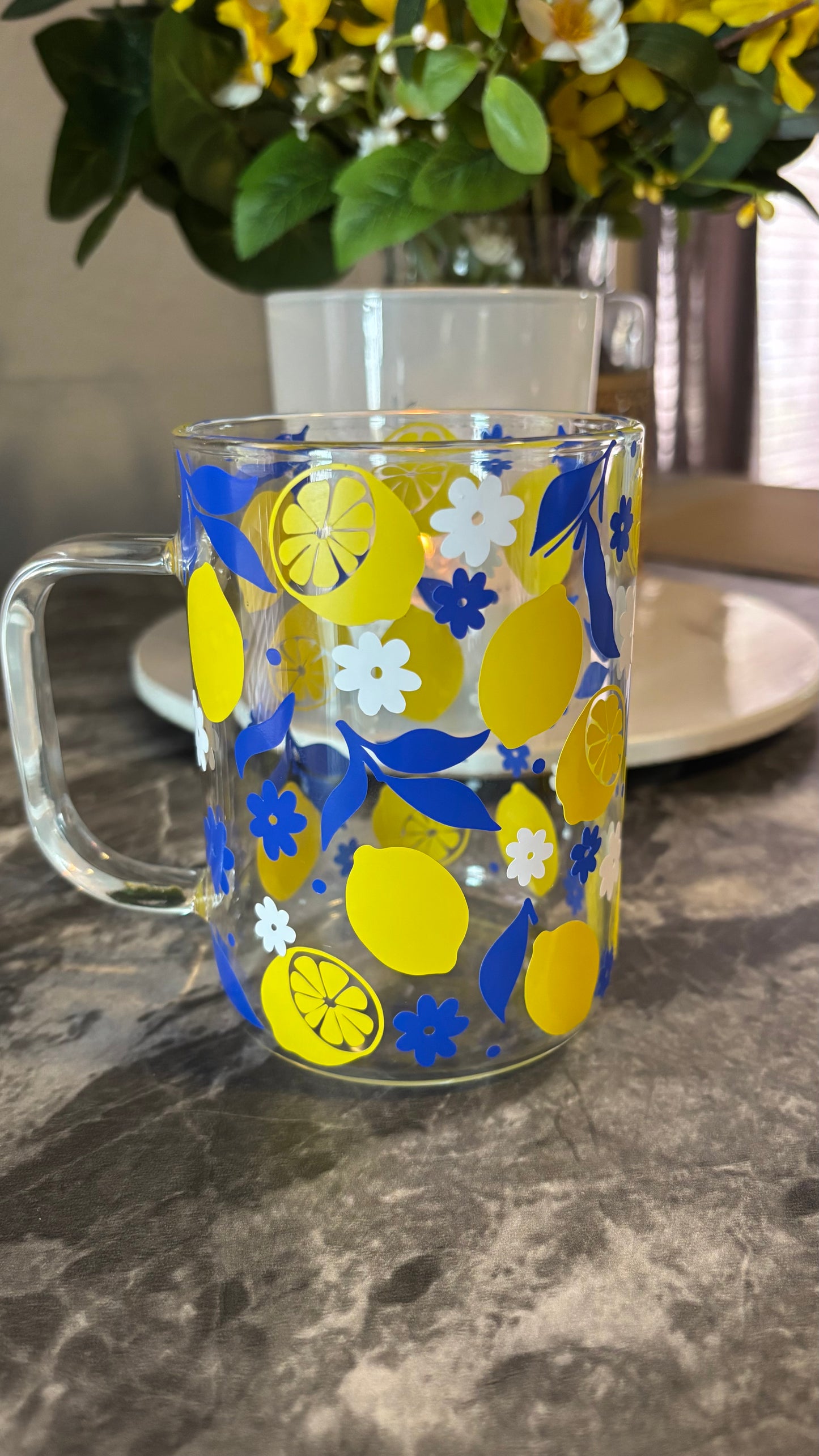 Summer lemons glass mug