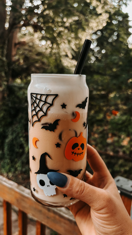 Spooky but cute glass cup