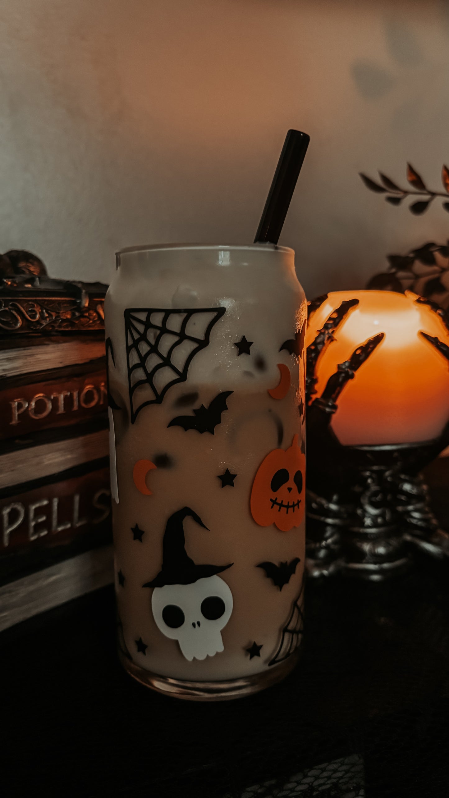 Spooky but cute glass cup