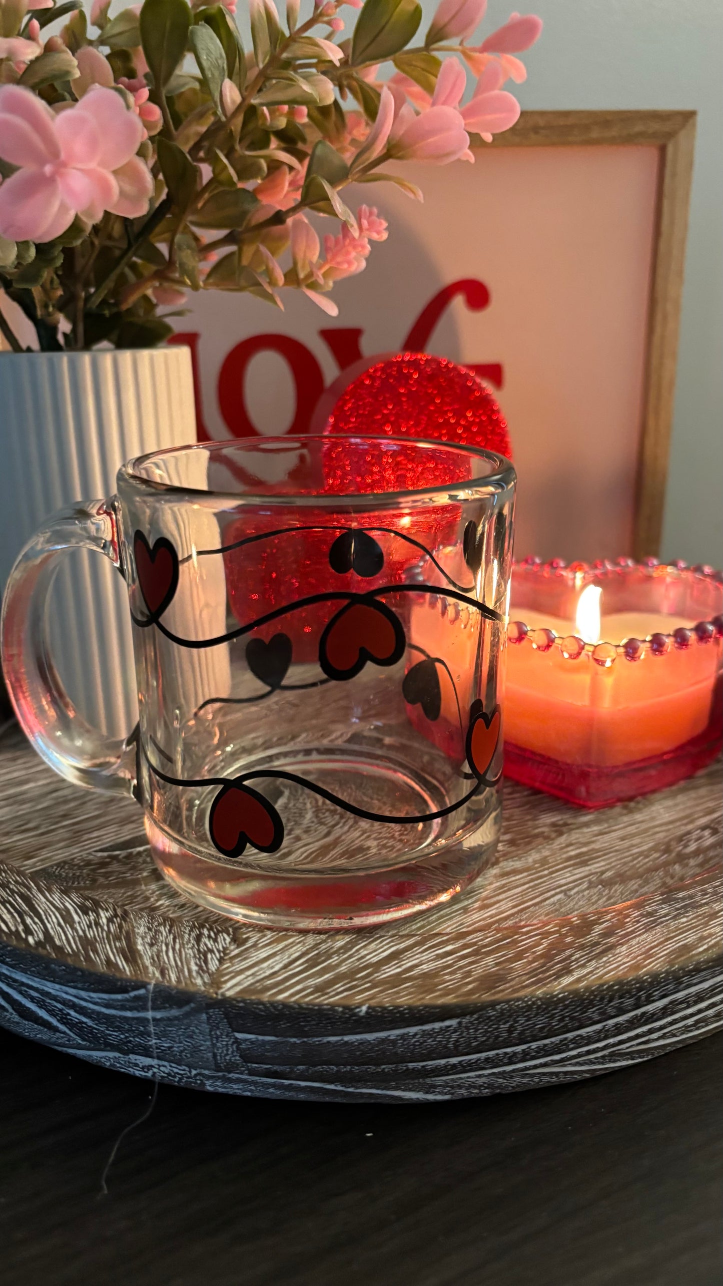String hearts mug