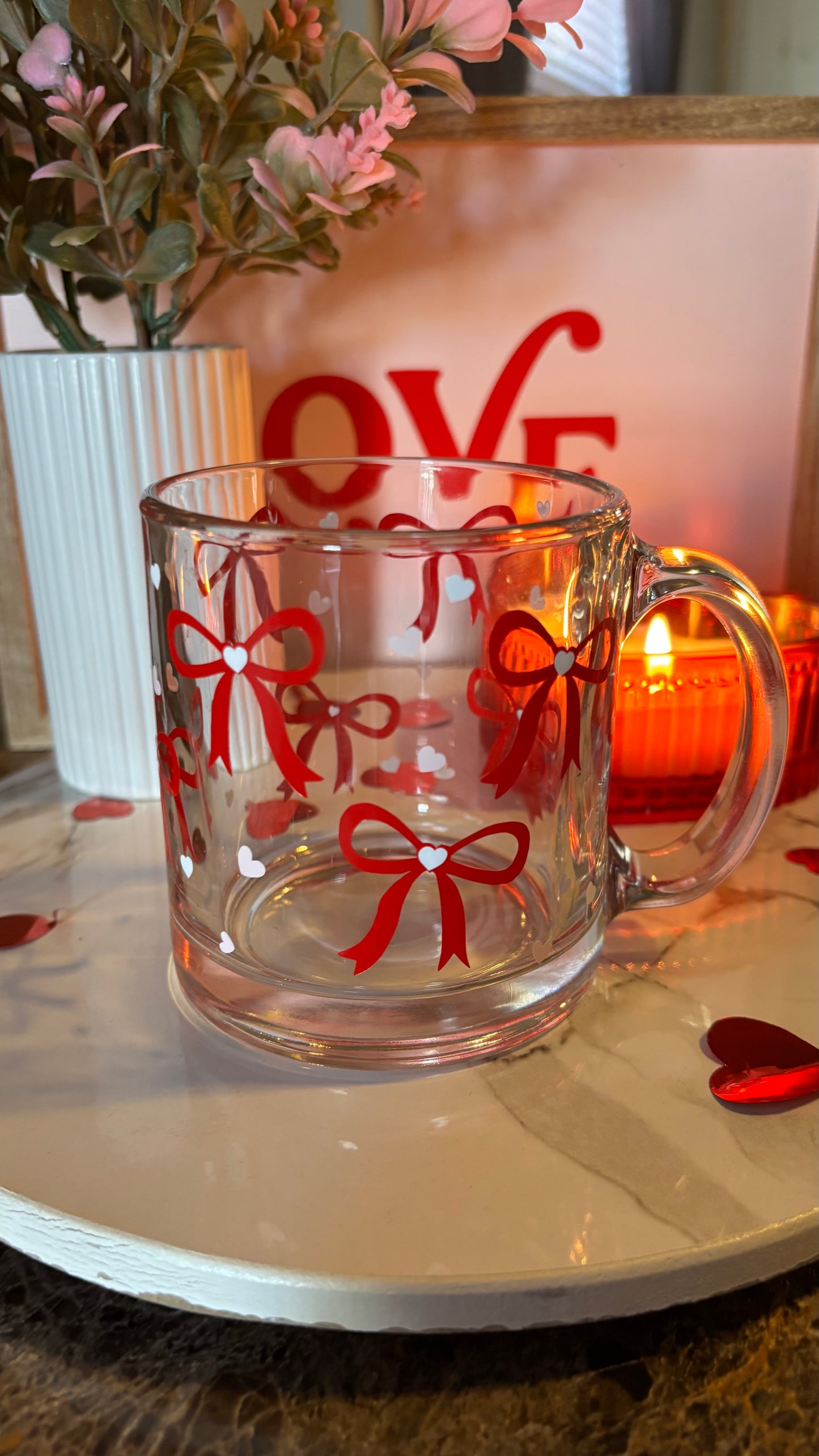 Valentines coquette bows glass mug