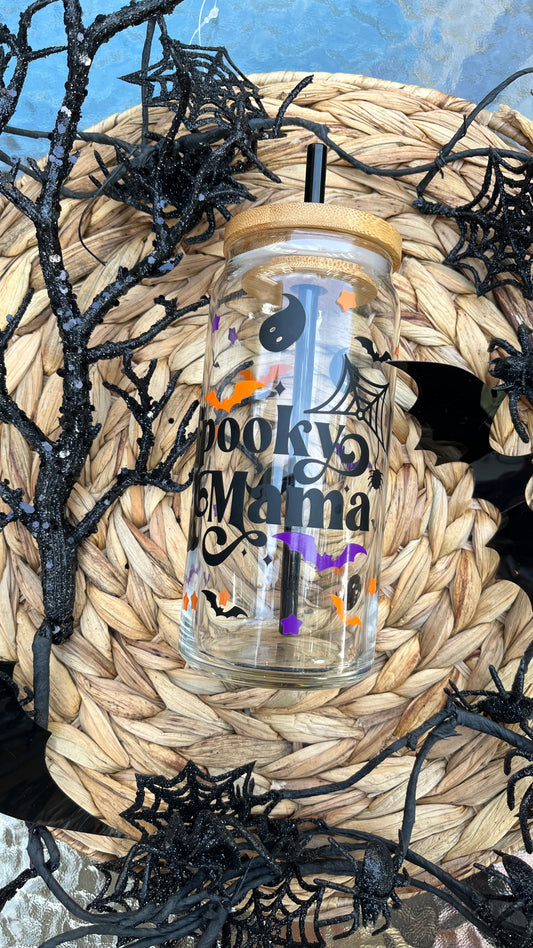 Spooky mama glass cup