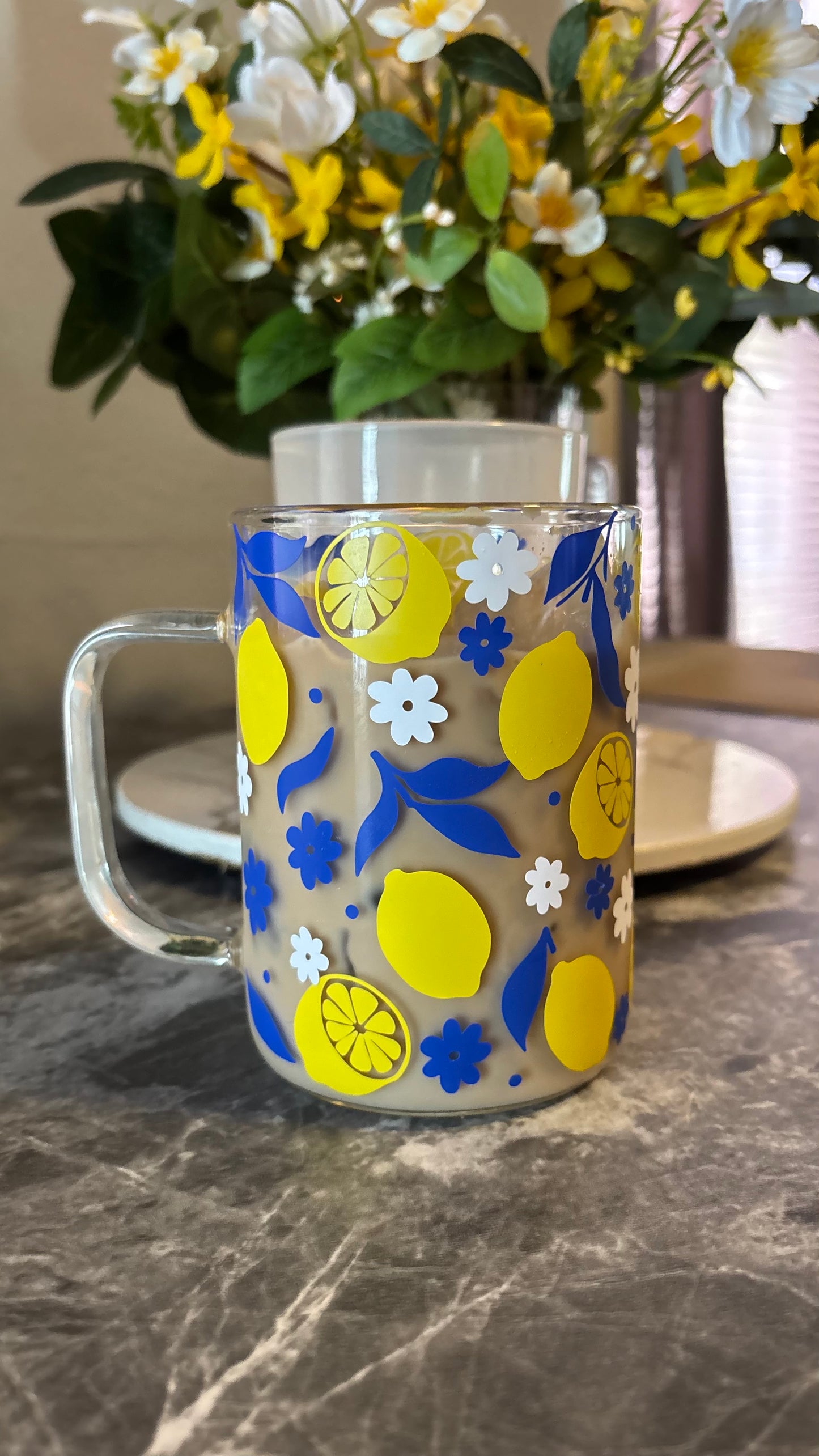 Summer lemons glass mug