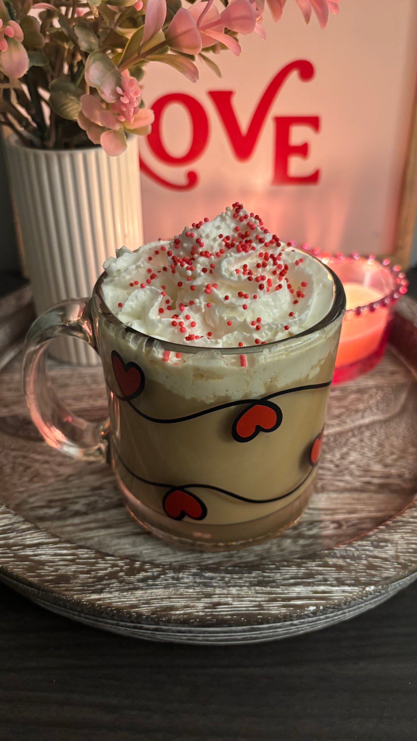 String hearts mug