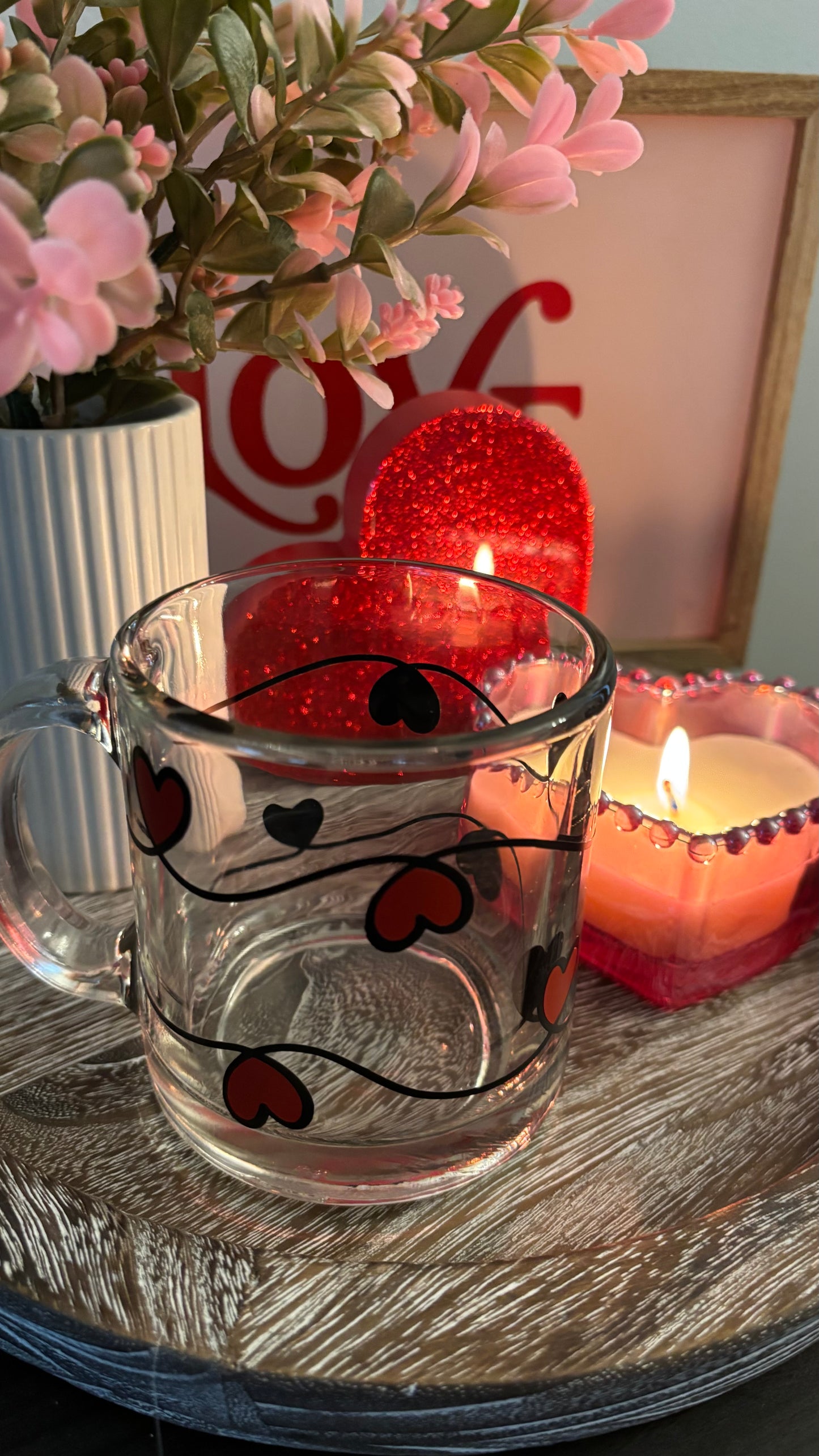 String hearts mug