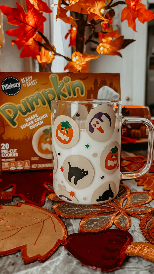 Halloween cookies glass mug