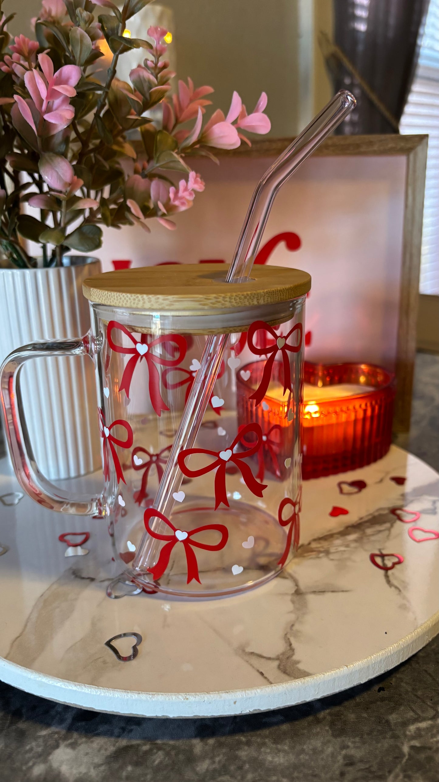 Valentines coquette bows and hearts mug