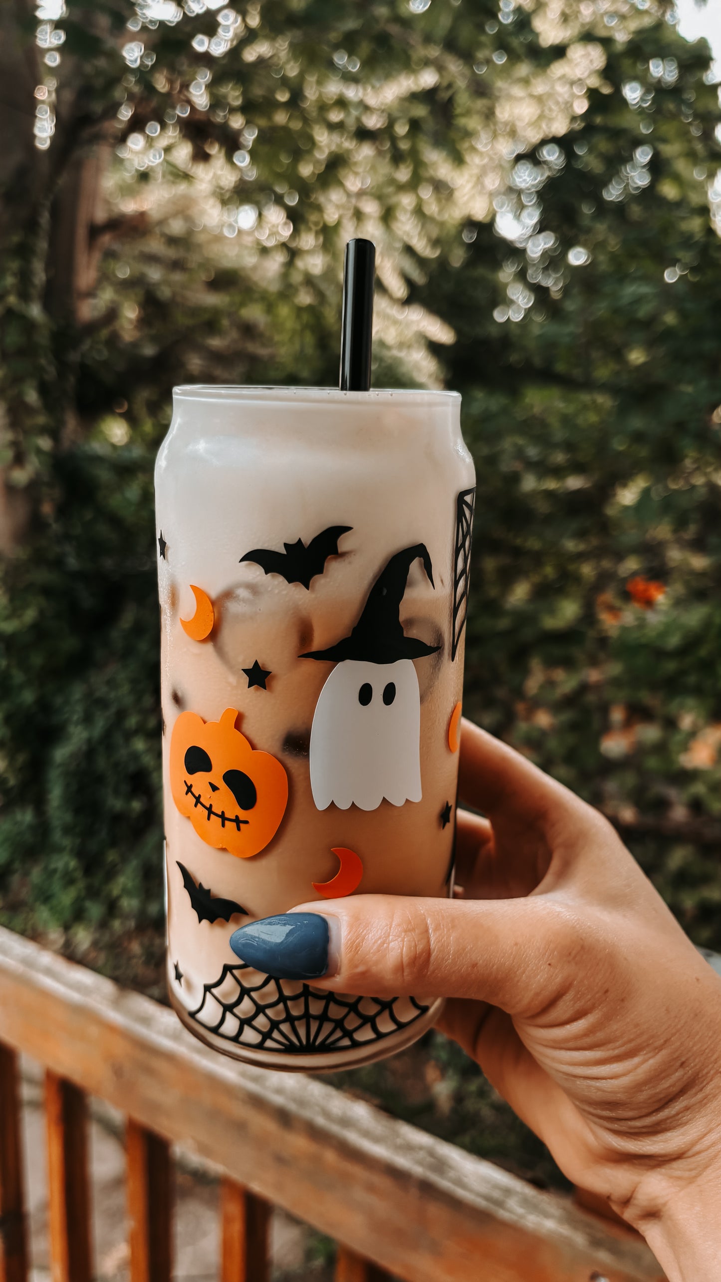 Spooky but cute glass cup