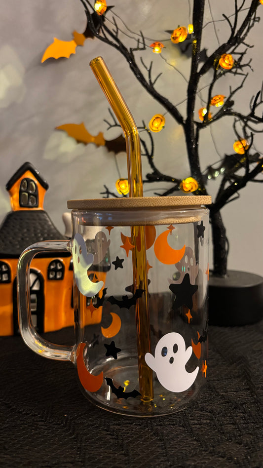 Halloween ghosts glass mug