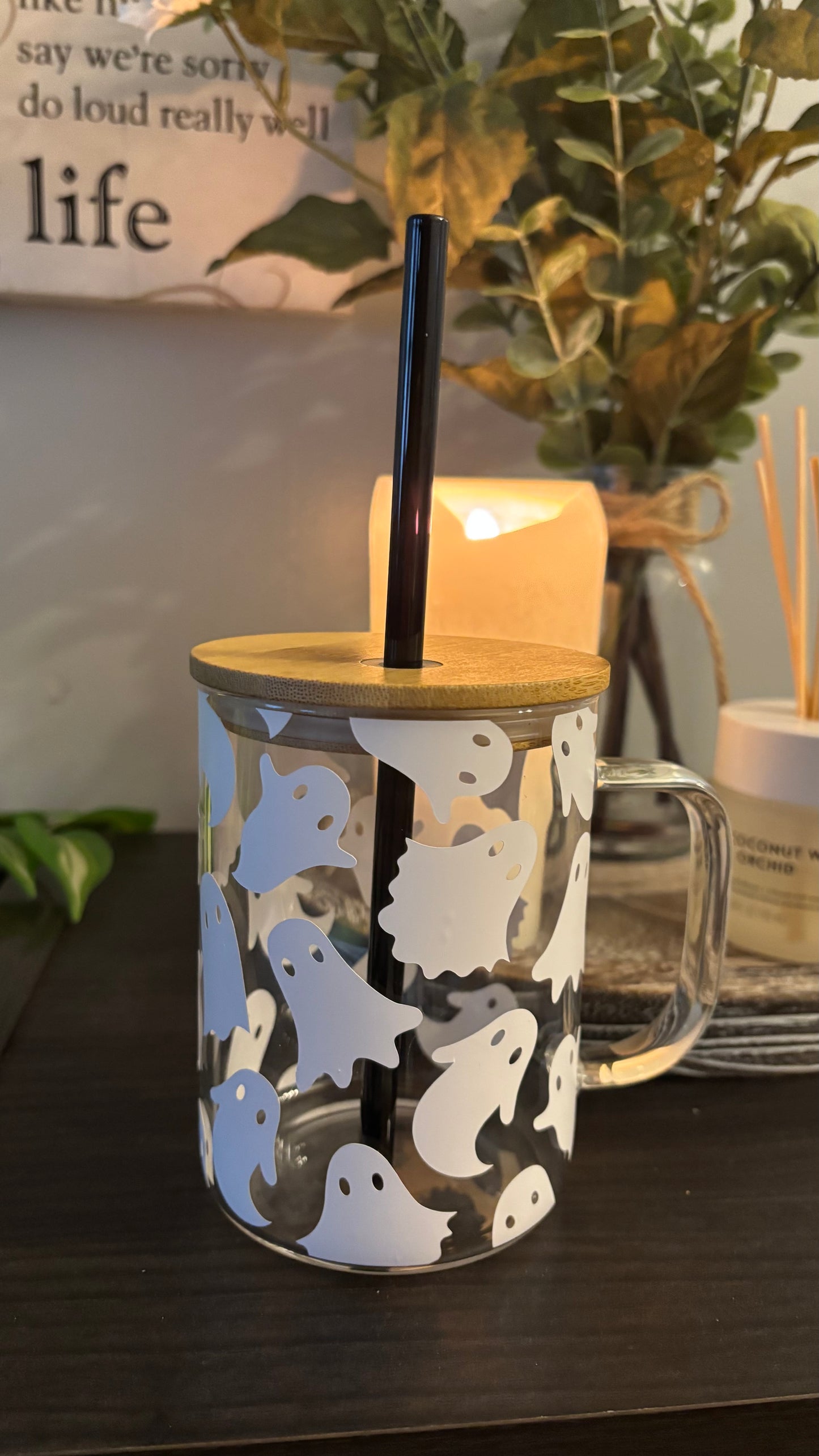 Spooky ghost glass cup