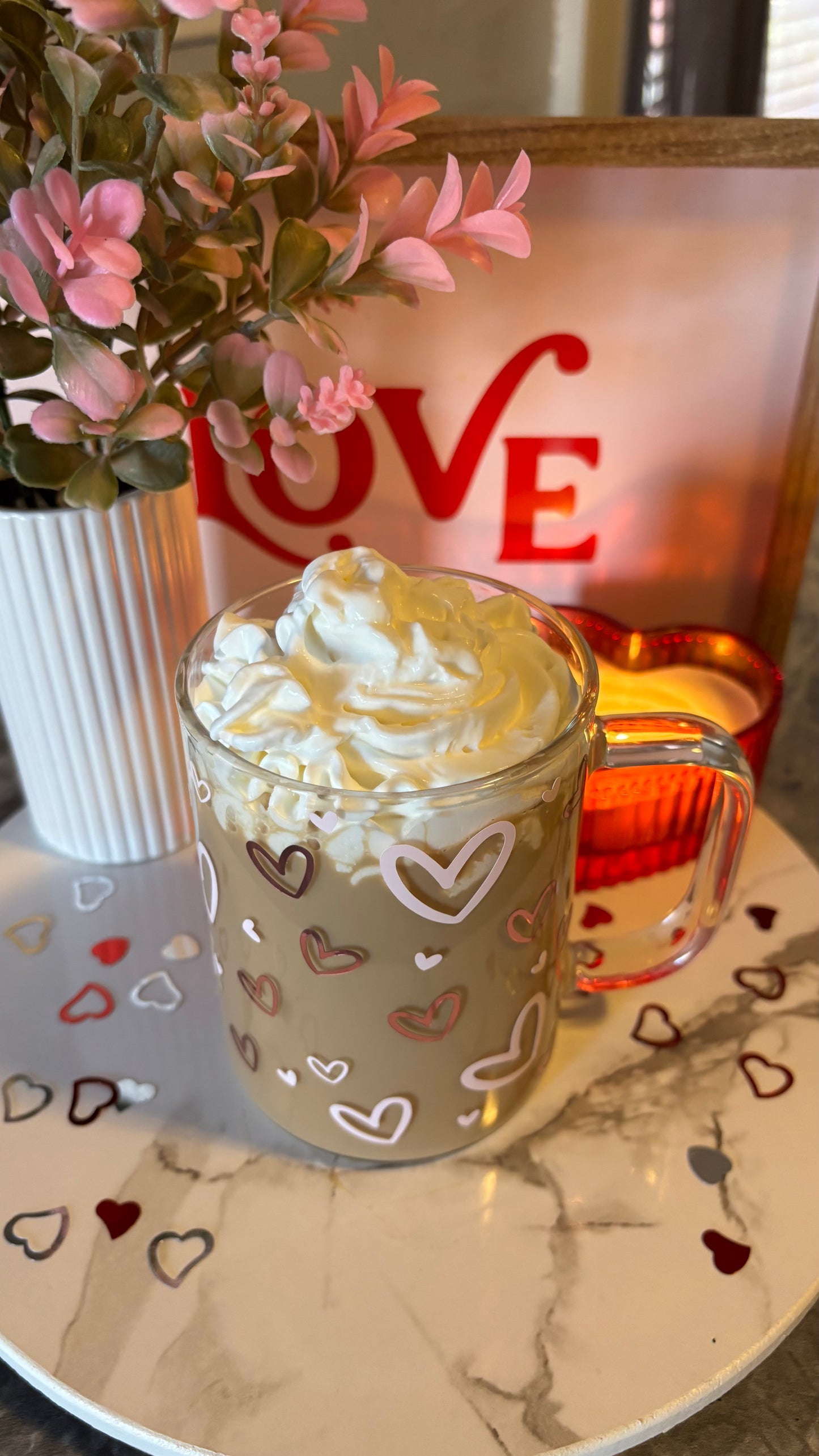 Pink hearts 16oz mug