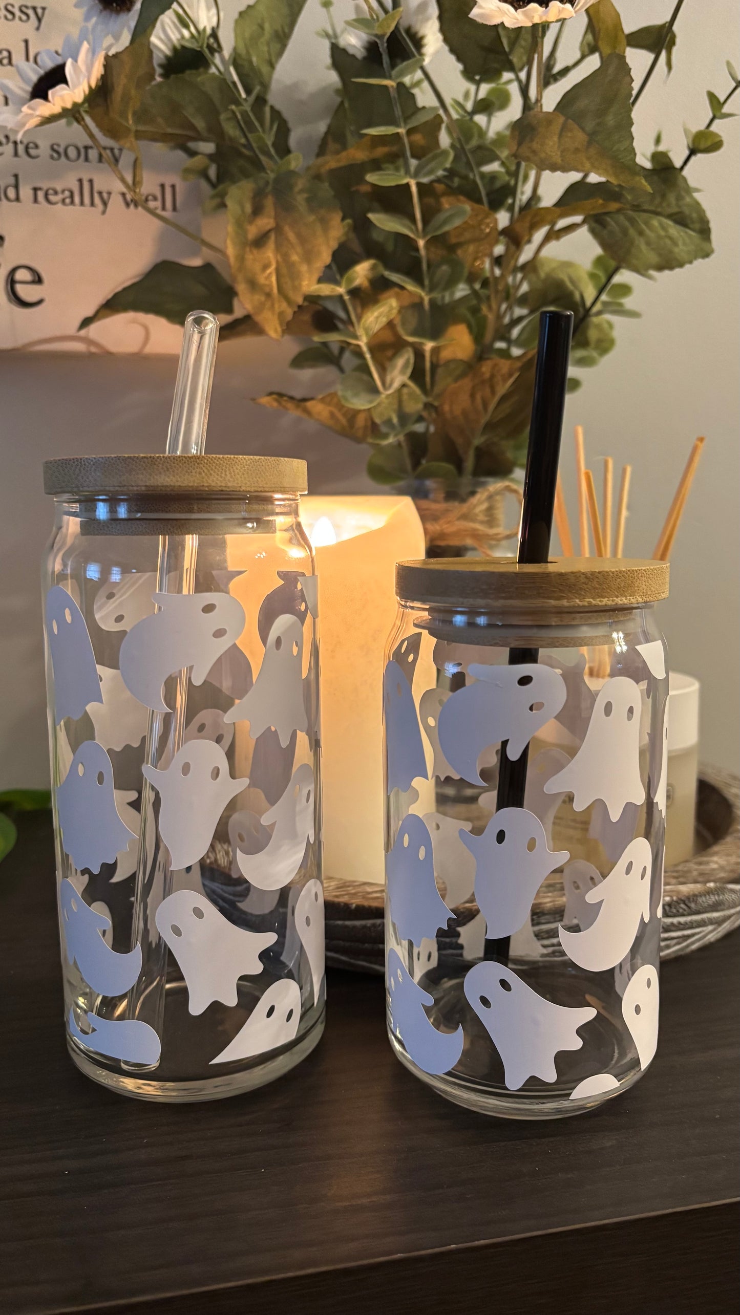 Spooky ghost glass cup