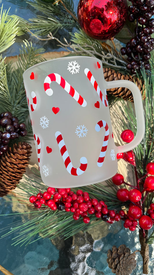 Candy cane 16oz glass mug