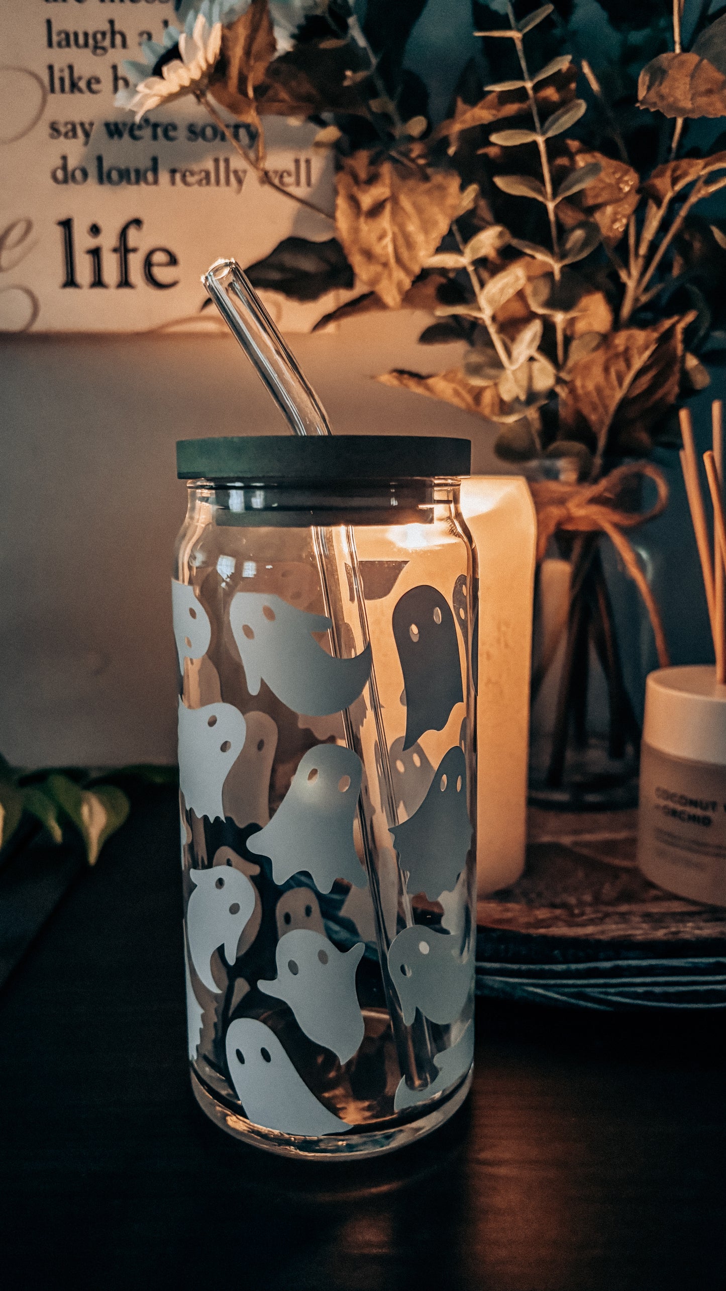 Spooky ghost glass cup