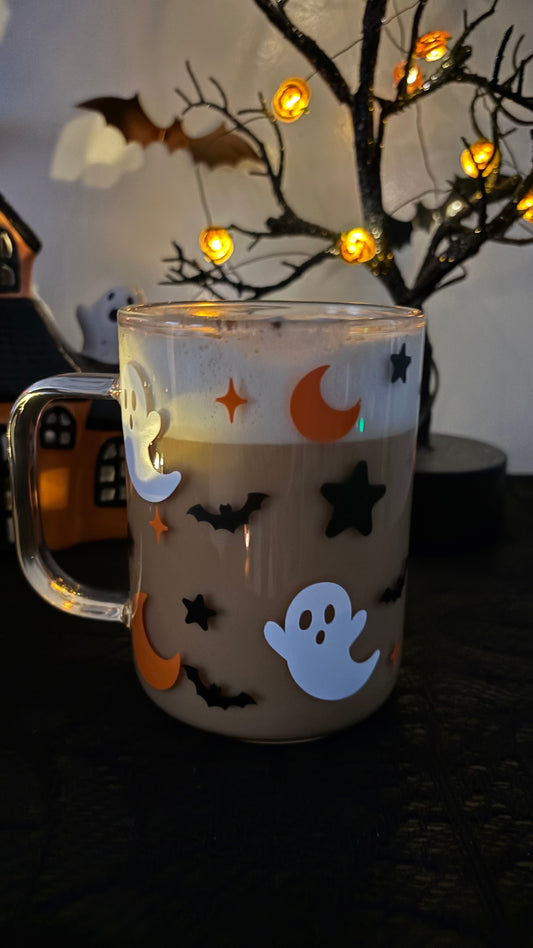 Halloween ghosts glass mug