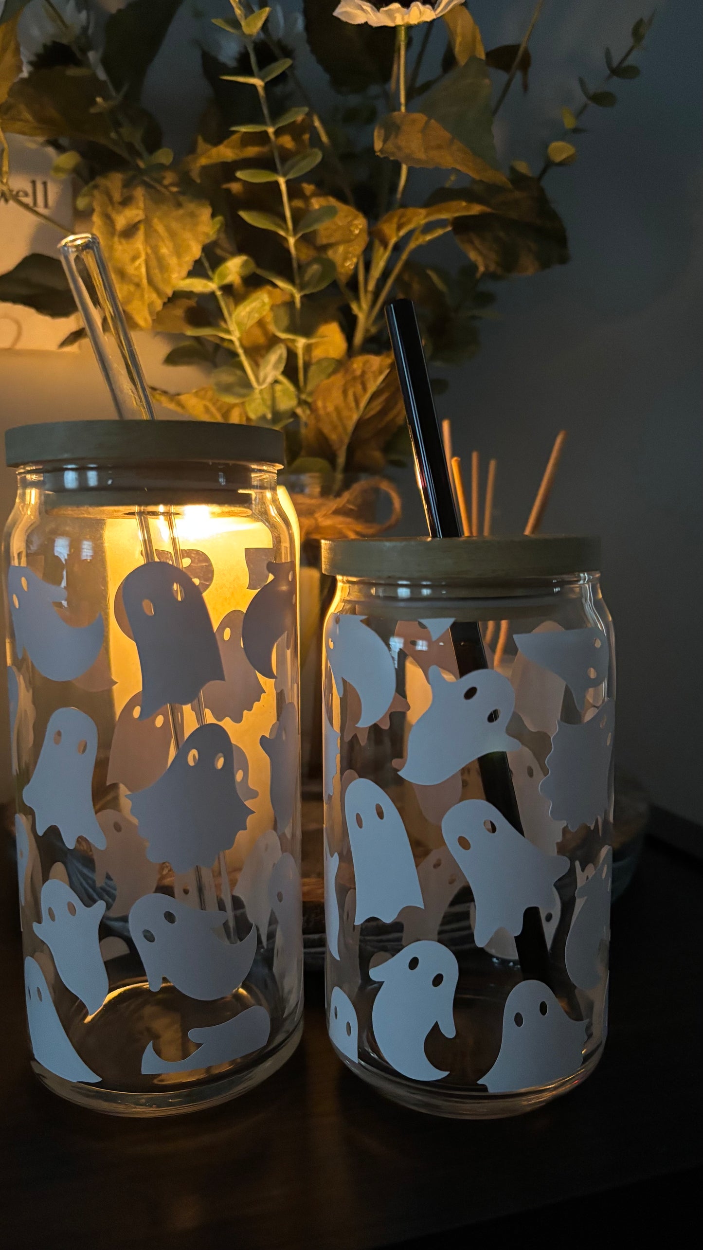 Spooky ghost glass cup